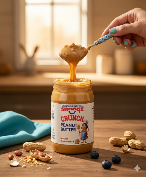 SNAAQZ Natural Crunchy Peanut Butter 500gm