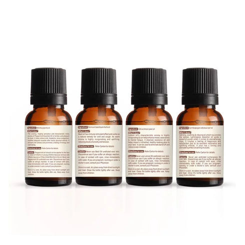 Vasuestore Vasu Aromatics Combo of Basil Peppermint Lemon Lemongrass Essential Oil