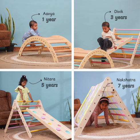 Ariro Toys Pikler Triangle and Pikler Arch - Semi Colored