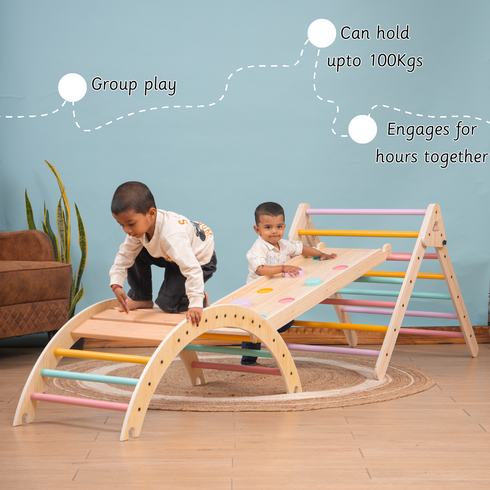 Ariro Toys Pikler Triangle and Pikler Arch - Semi Colored