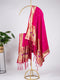 Pink Color Zari Weaving Work Jacquard Paithani Dupatta