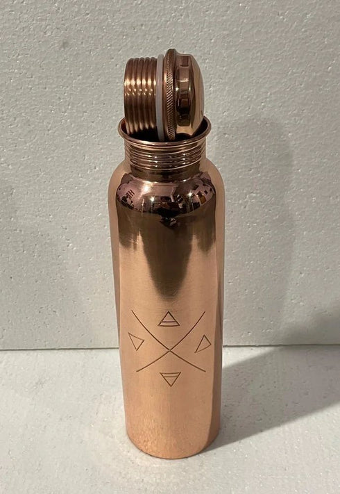 Coppjal Hammered Copper Bottle With Glass