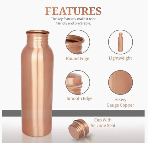 Coppjal Hammered Copper Bottle With Glass