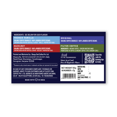 Sleepy Owl Coffee Instant Coffee Value pack - Assorted pack of 96