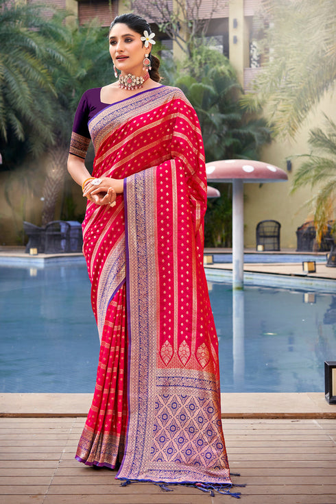 Deeva Sarees Pink Banarasi Silk Saree