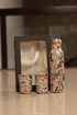 Coppjal Printed Copper Water Bottle With 2 Glass Set Design 6