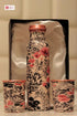 Coppjal Printed Copper Water Bottle With 2 Glass Set Design 6