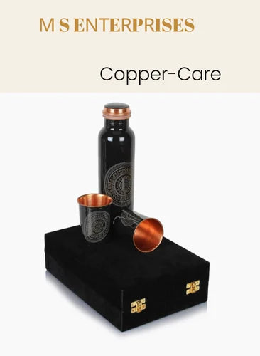 Coppjal Printed Pure Copper Water Bottle SET