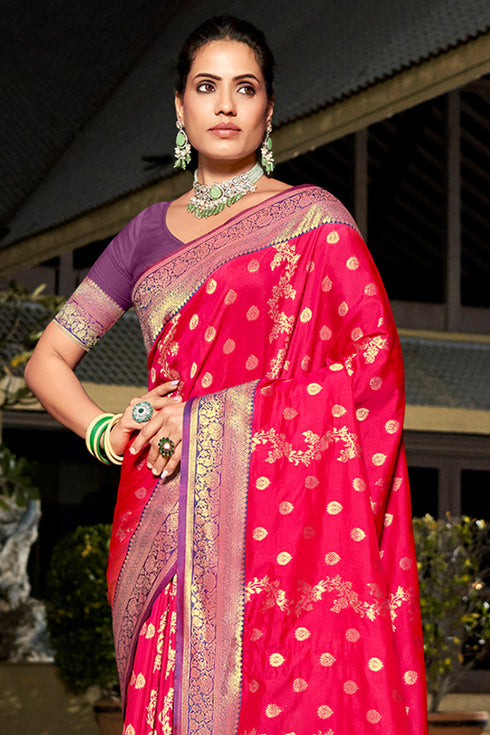 Deeva Sarees Magenta Pink Banarasi Silk Saree