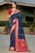 Deeva Sarees Navy Blue Banarasi Silk Saree