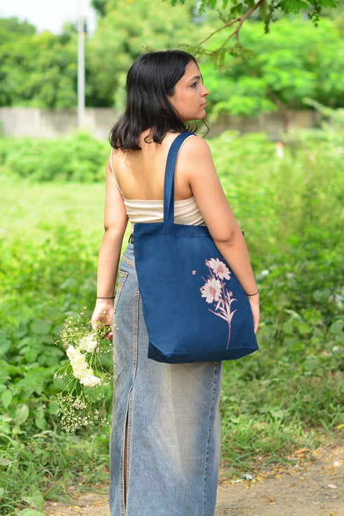 Ecoright Happy Flowers Large Zipper Tote Bag
