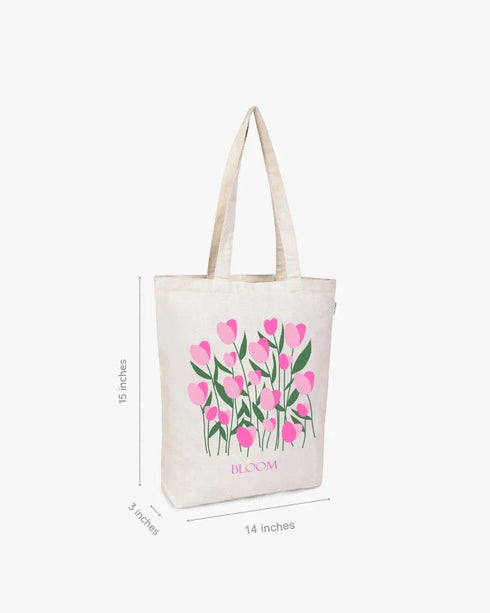 Ecoright Tulips Zipper Tote Bag