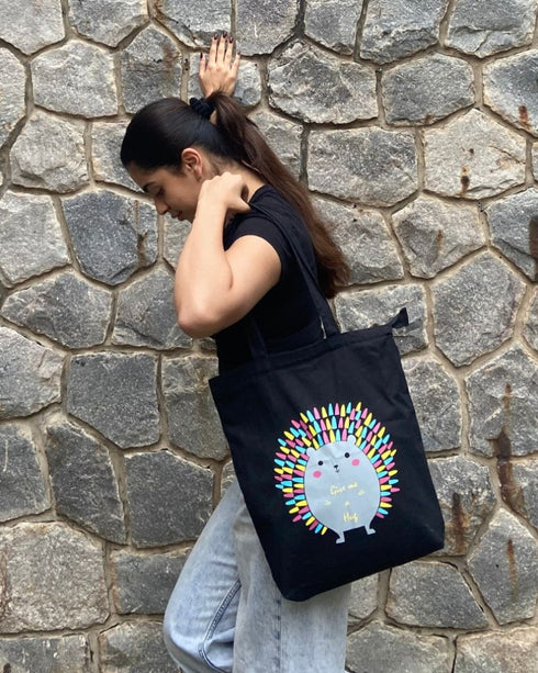 Ecoright Porcupine Hug Zipper Tote Bag