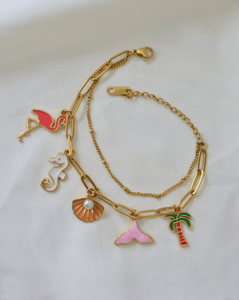 Ecoright Dainty Twos | Demi Fine Jewellery | 18k Gold Plated Charm Bracelet