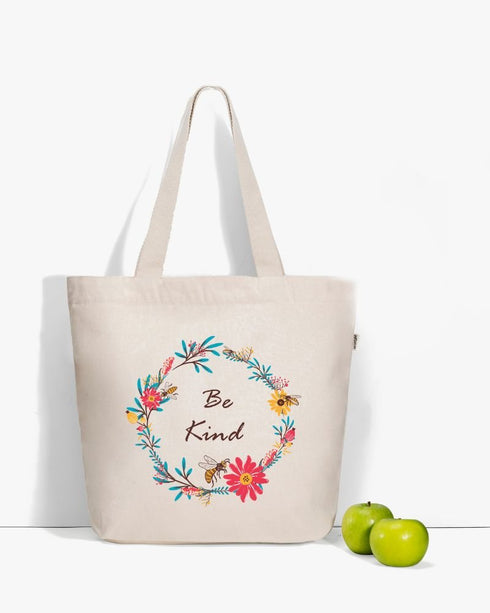 Ecoright Be Kind Large Zipper Tote Bag