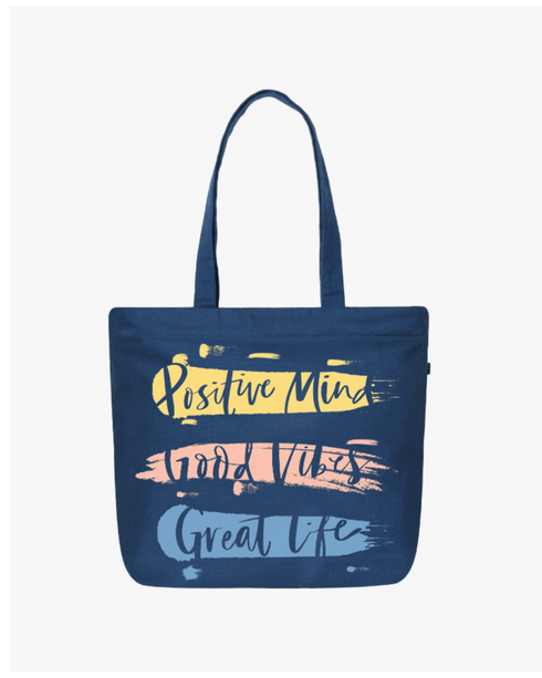 Ecoright Good Vibes Large Zipper Tote Bag