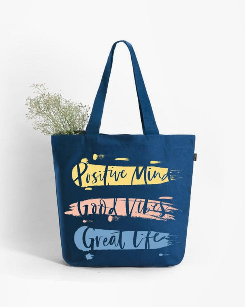 Ecoright Good Vibes Large Zipper Tote Bag