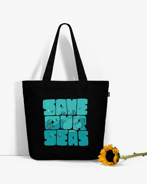 Ecoright Save Our Seas Large Zipper Tote Bag