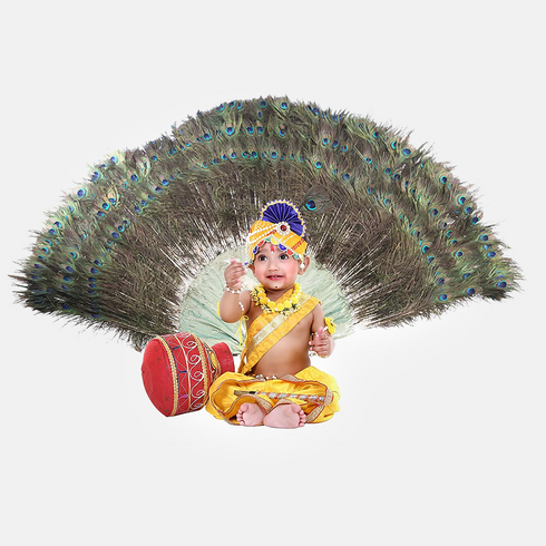 Raj Fancy Dresses Baby Krishna Janmashtami Dress Pagri Flower