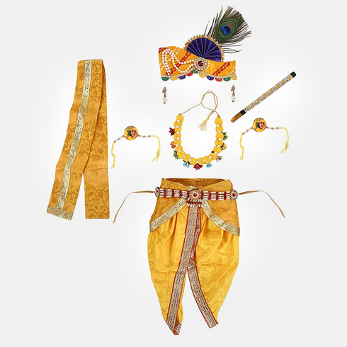 Raj Fancy Dresses Baby Krishna Janmashtami Dress Pagri Flower