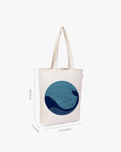 Ecoright Whale Doodle Zipper Tote Bag