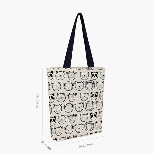 Ecoright Cute Animals Zipper Tote Bag