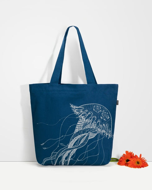 Ecoright Fascinating Jellyfish Large Zipper Tote Bag