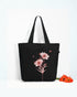Ecoright Happy Flowers (Black) Large Zipper Tote Bag