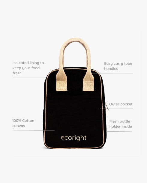 Ecoright Black & Beige Lunch Bag
