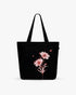 Ecoright Happy Flowers (Black) Large Zipper Tote Bag