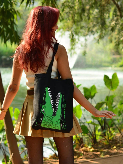 Ecoright Hungry Crocs Zipper Tote Bag