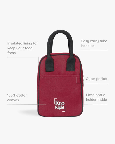 Ecoright Maroon & Beige Lunch Bag