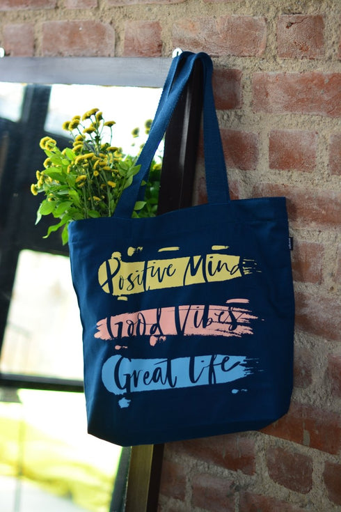 Ecoright Good Vibes Large Zipper Tote Bag