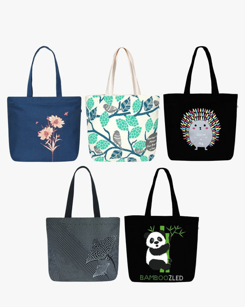 Ecoright Large Zipper Tote Bags (Pack of 5)