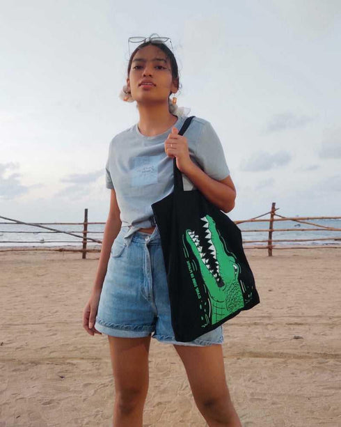 Ecoright Hungry Crocs Zipper Tote Bag