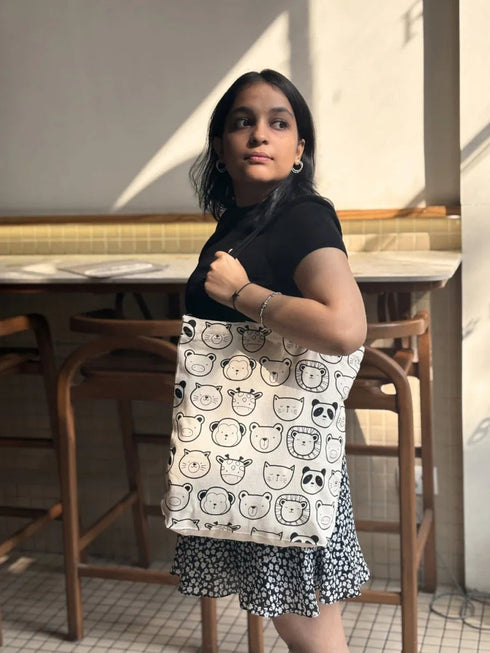 Ecoright Cute Animals Zipper Tote Bag