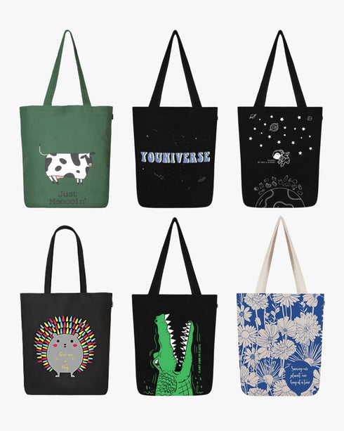 Ecoright Zipper Tote Bags (Pack of 6)