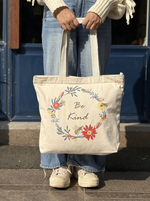 Ecoright Be Kind Large Zipper Tote Bag