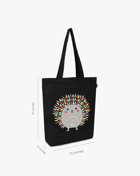 Ecoright Porcupine Hug Zipper Tote Bag