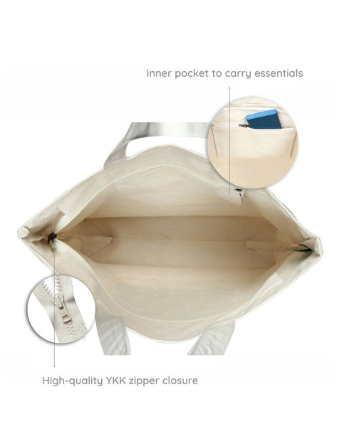 Ecoright Sparrow Love (Natural) Large Zipper Tote Bag