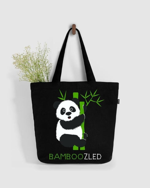 Ecoright Bamboozled Panda Large Zipper Tote Bag