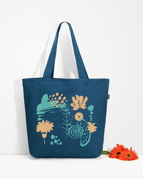 Ecoright Abstract Bloom Large Zipper Tote Bag
