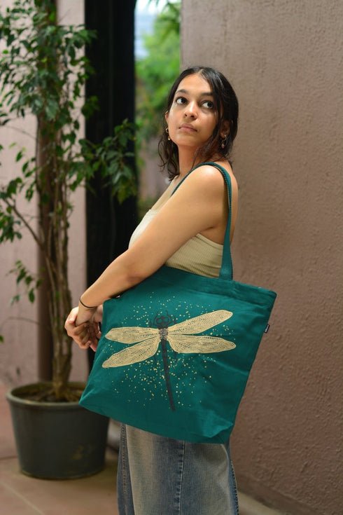 Ecoright Spectacular DragonFly Large Zipper Tote Bag