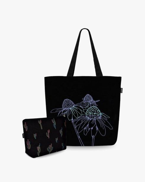 Ecoright Large Zipper Tote (Night Garden) & Cosmetic Pouch