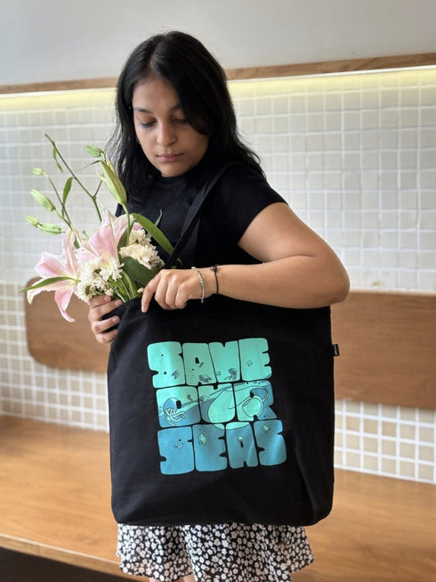 Ecoright Save Our Seas Large Zipper Tote Bag