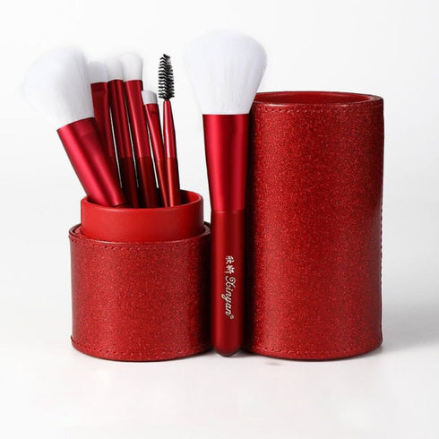 Shield Cosmetics Red Makeup Brushes Set