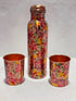 Coppjal Copper Printed Bottle Glass Set