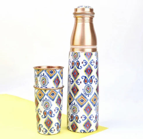 Coppjal Copper Meena Bottle Gift Set