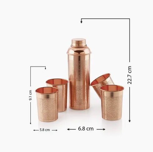 Coppjal Copper Bottle With Glass Set Diwali Gift Pack