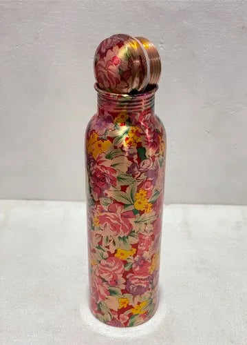 Coppjal Copper Printed Bottle Glass Set